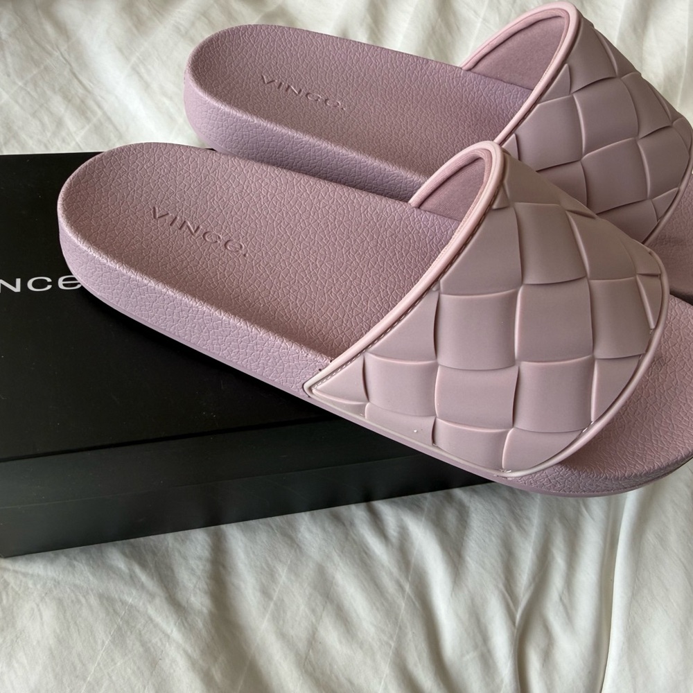 Vince Women's Mauve Woven Slide Sandals